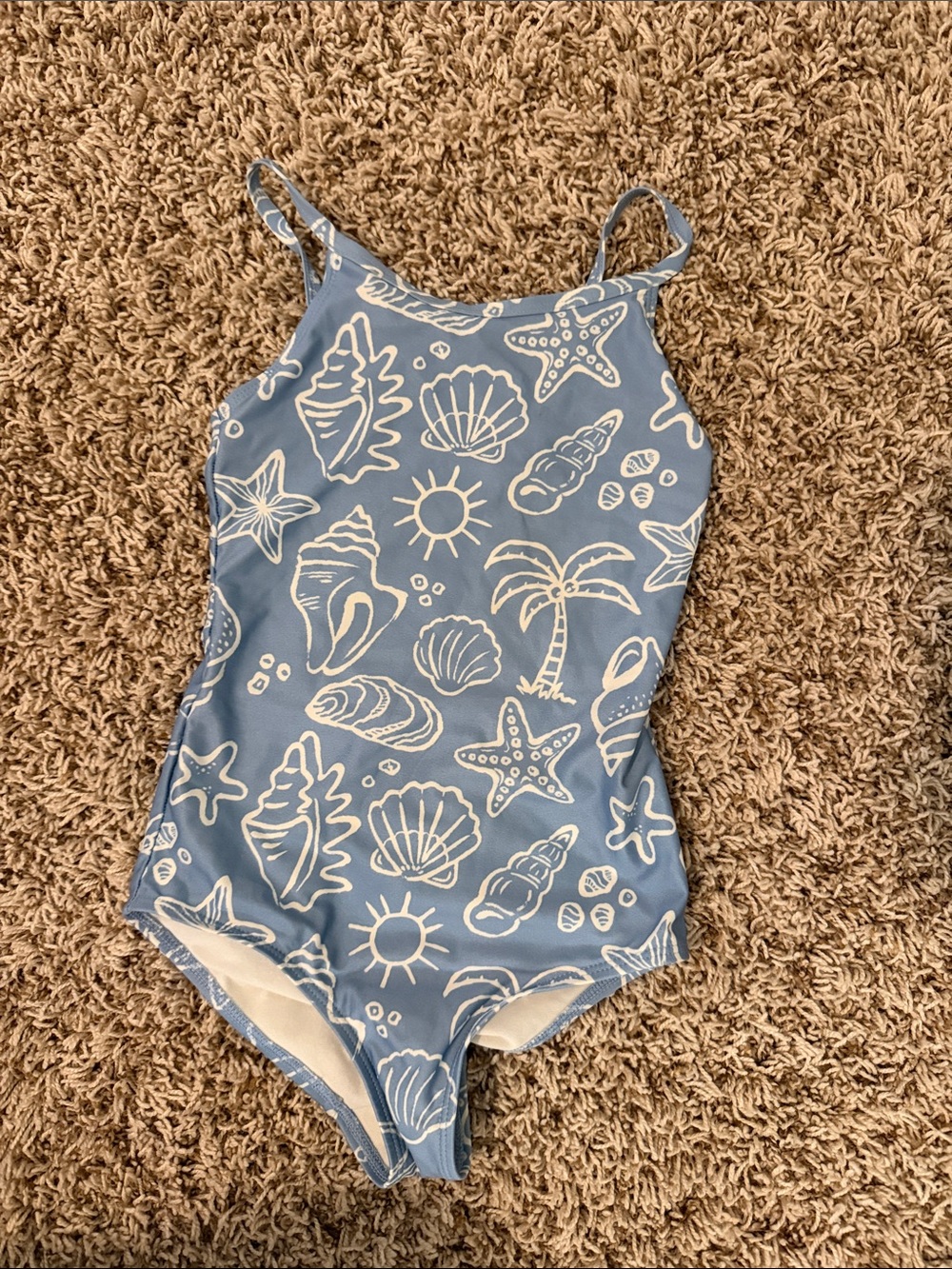 H&M Light Blue Seashell Print Girls One-Piece Swimsuit
